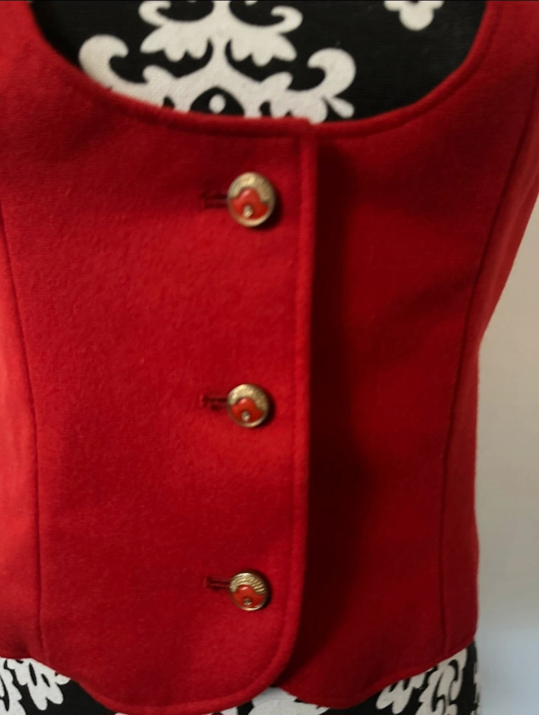 Scarlet Vintage Waistcoat with Brass Buttons