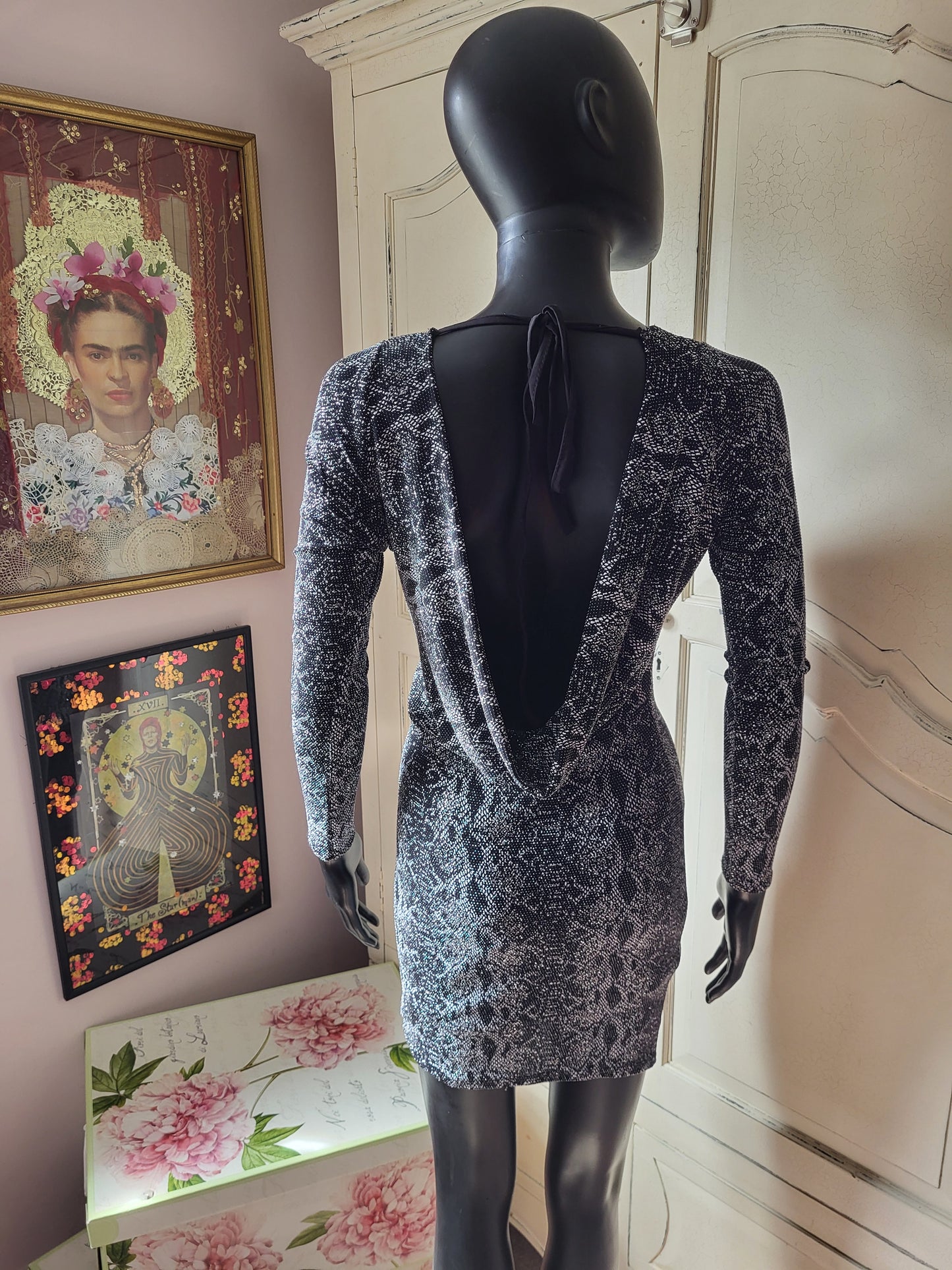 ZUPPE Glitter Snakeskin Bodycon Dress