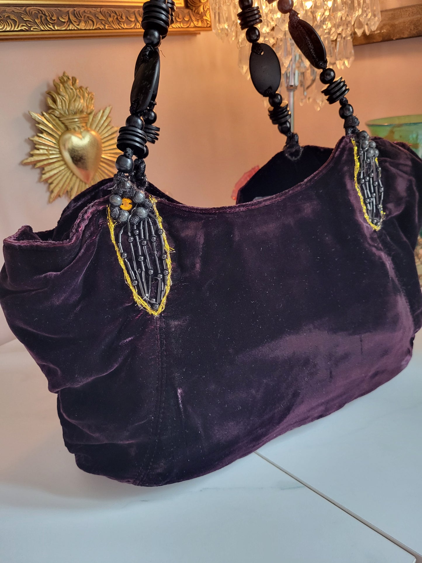 Baroque Beaded Deep Purple Handbag
