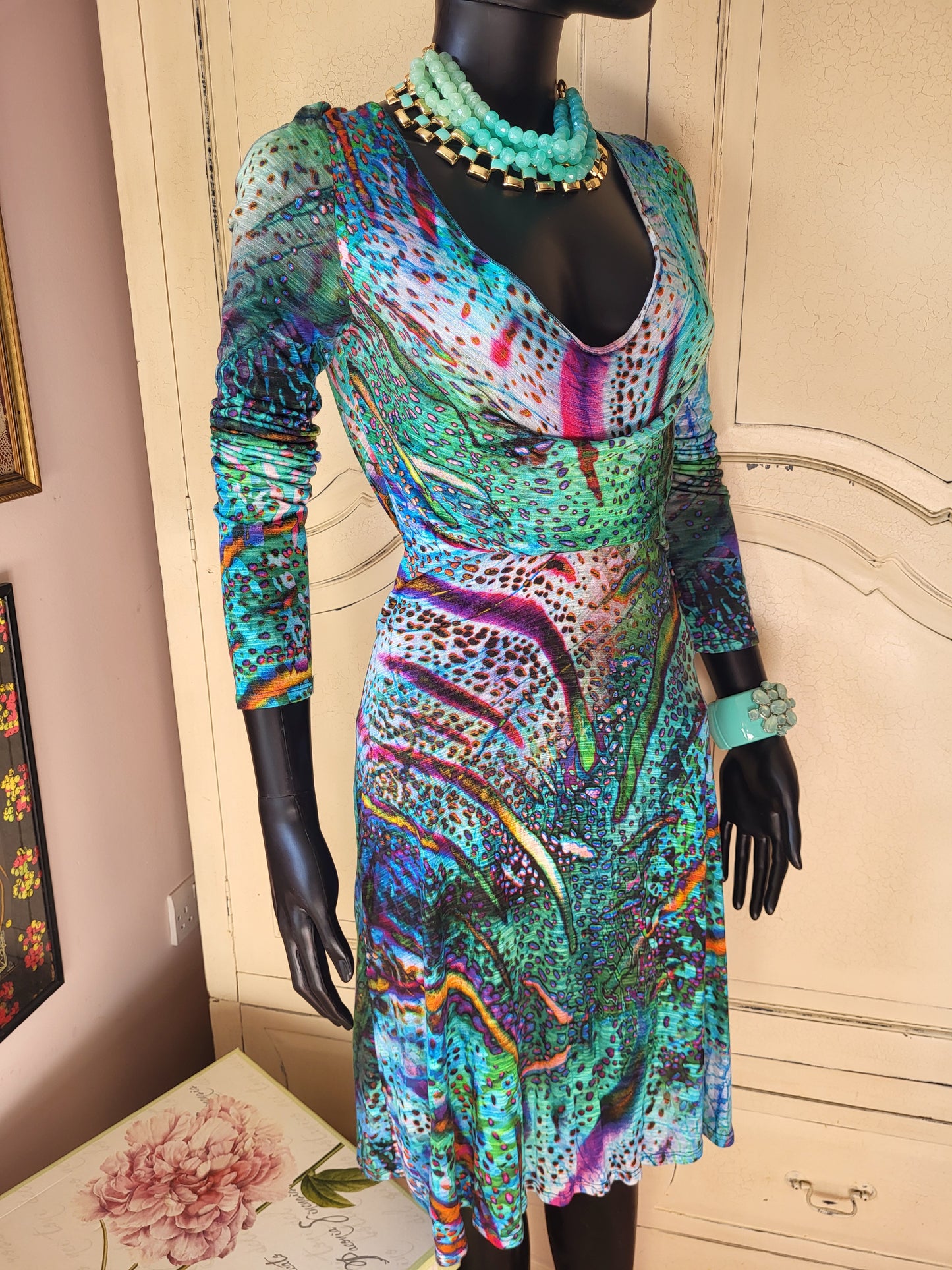Multicolour Print Midi Dress
