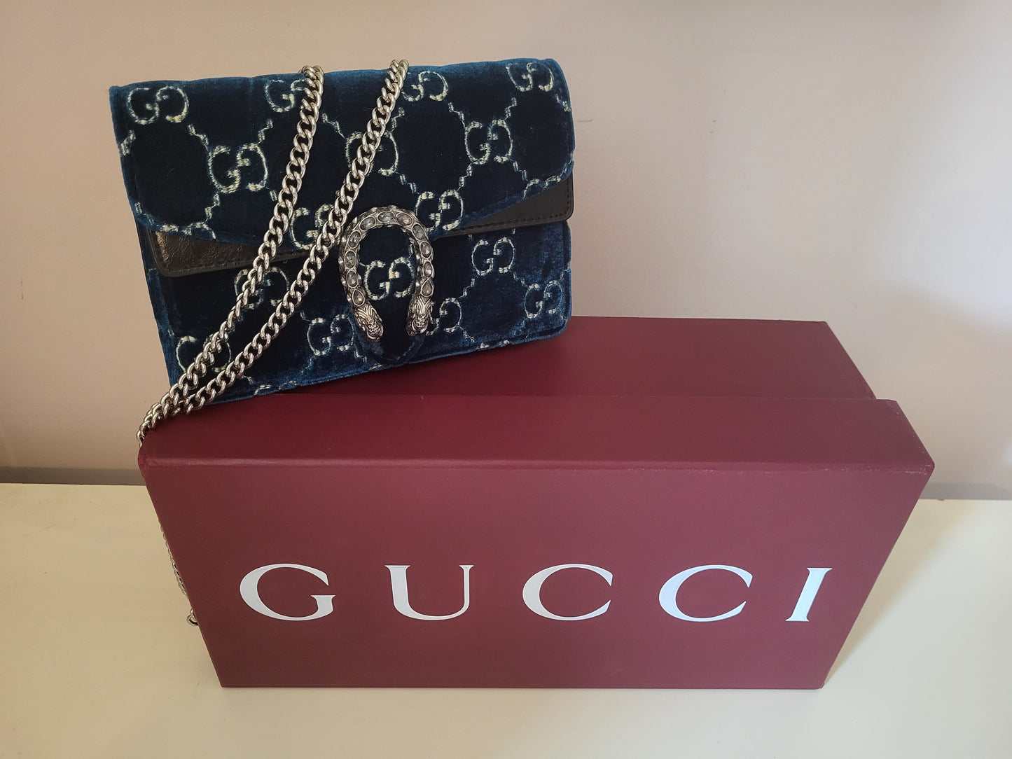 Gucci Dionysus Velvet Teal Mini Chain Bag