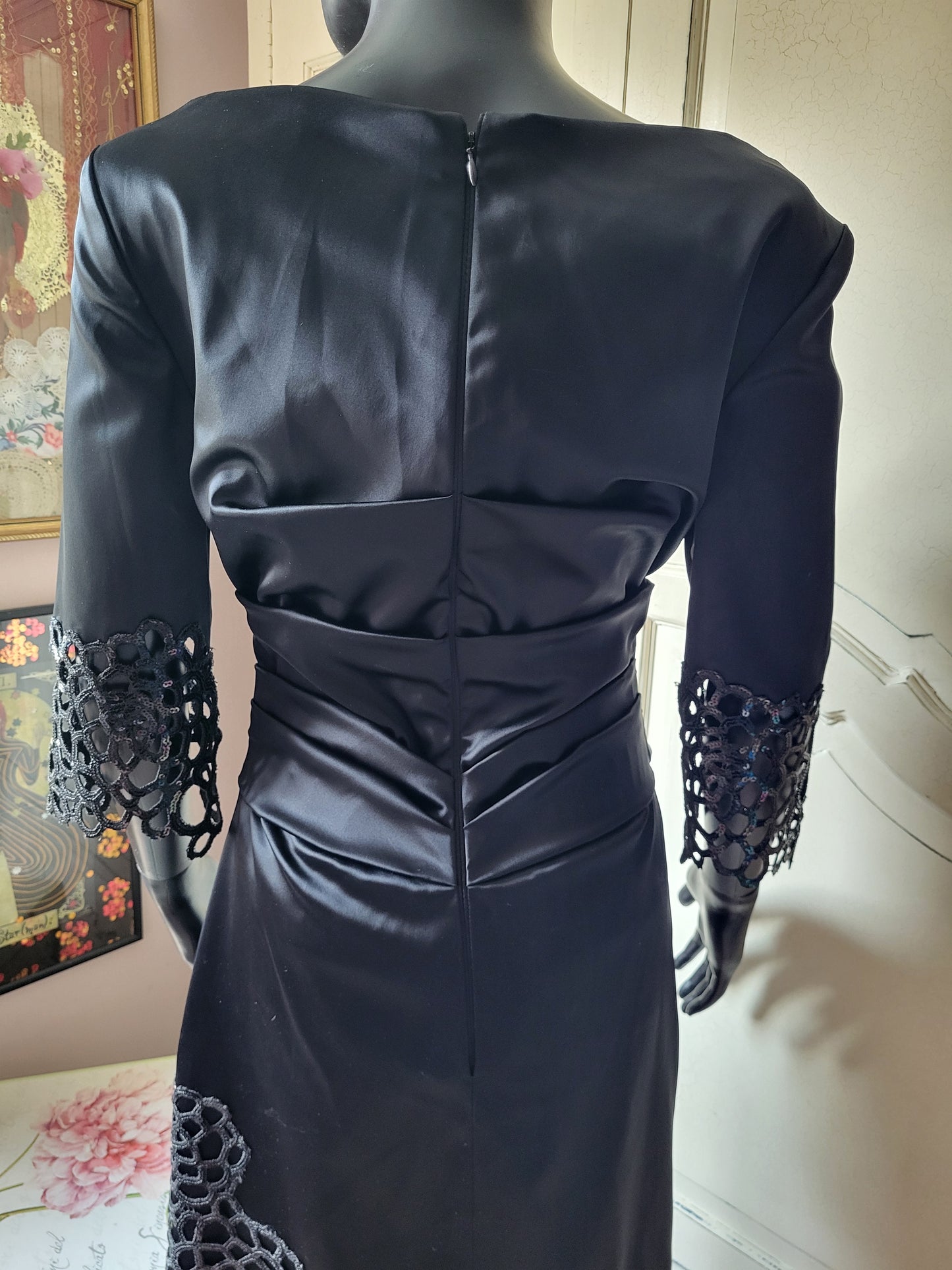 Talbot Runhof Black Embellished Cocktail Dress