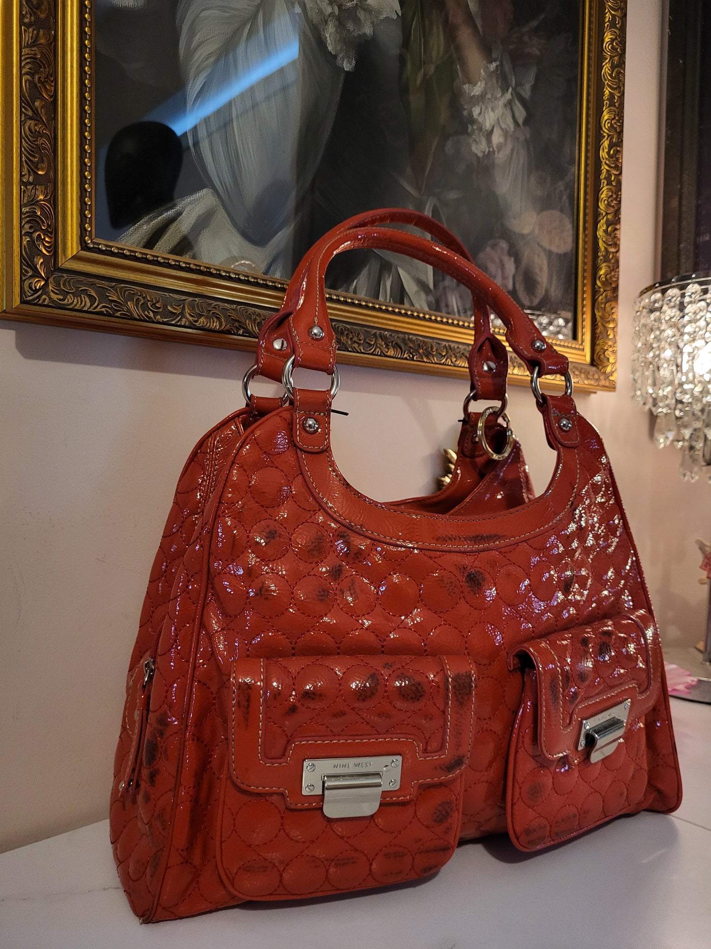 Nine West Large Patent Red Handbag