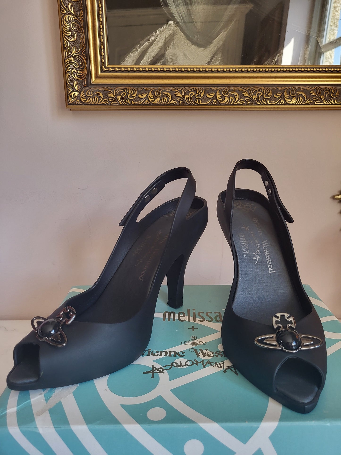 Vivienne Westwood x Melissa Matte Black Orb Heels