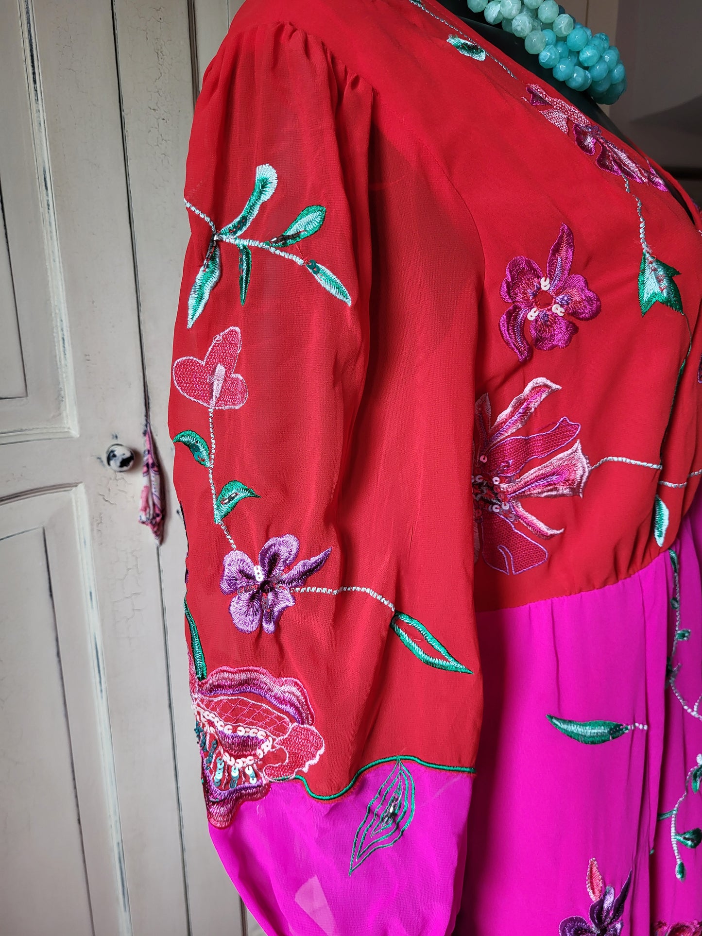 Fuchsia Embroidered Maxi Dress