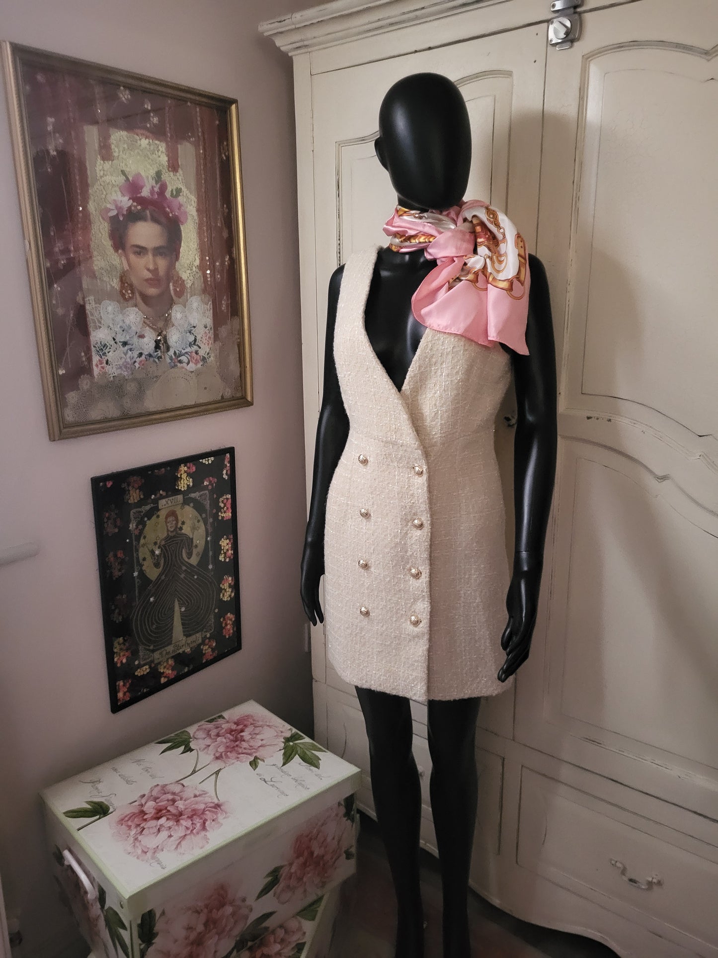 Daphnea Cream Tweed Dress