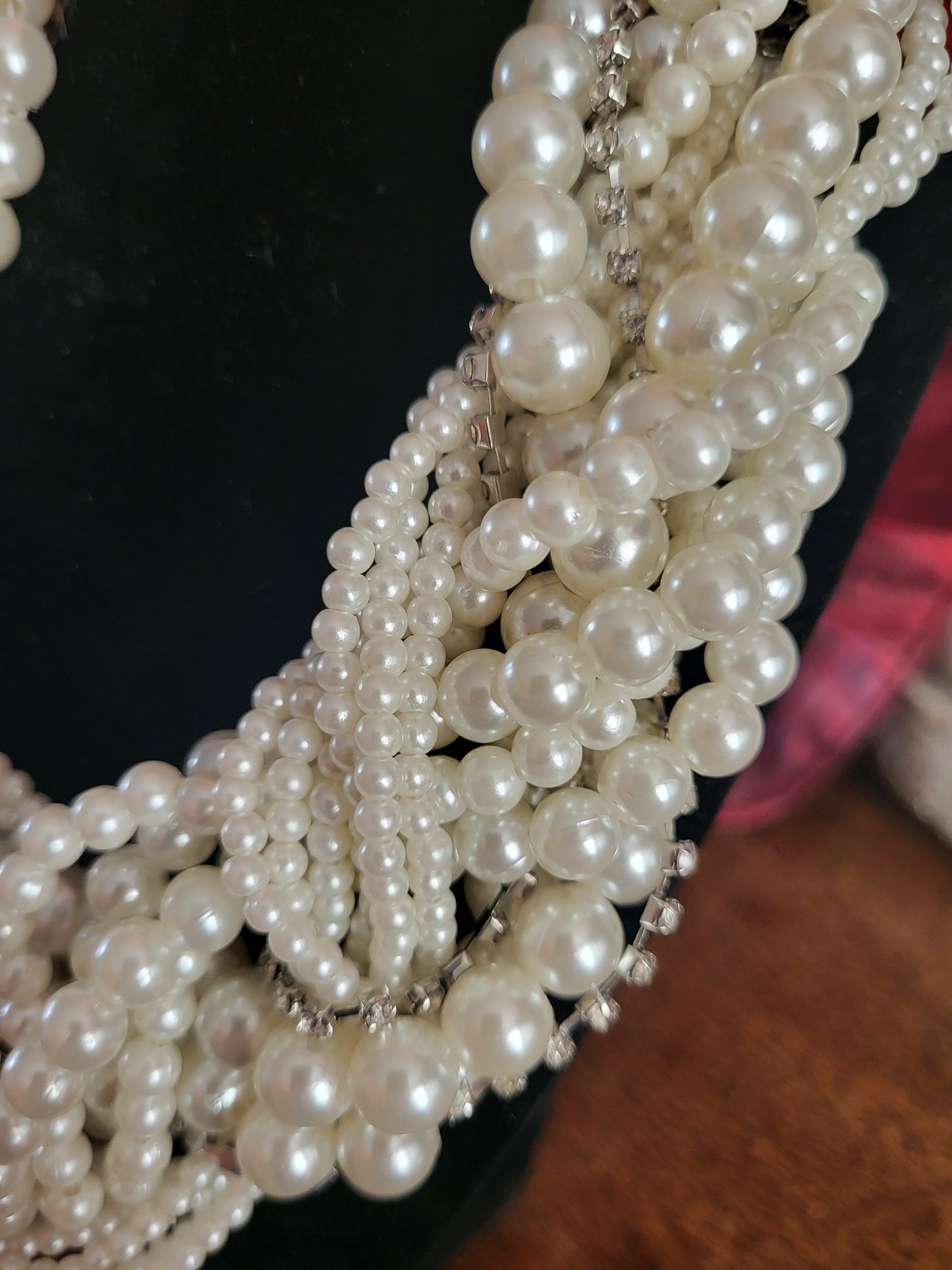 Heavy Faux Pearl and Diamante Necklace