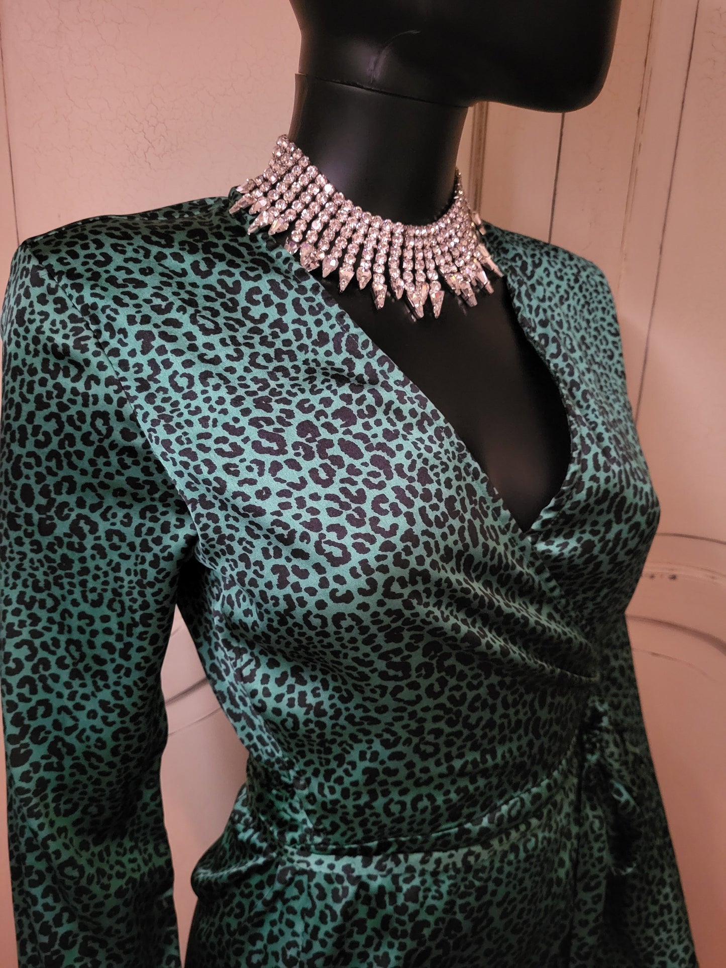 Dancing Leopard Deep Green Leopard Print Dress