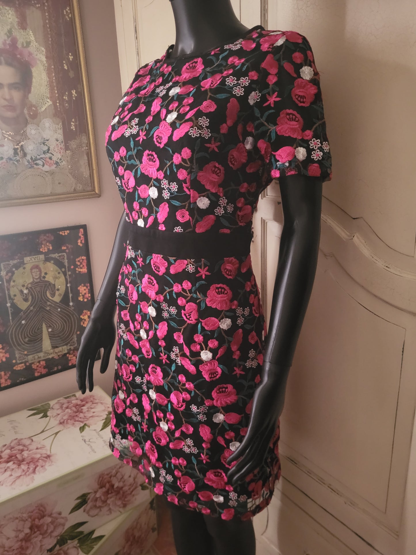 Girls on Film Fuchsia Floral Embroidered Dress
