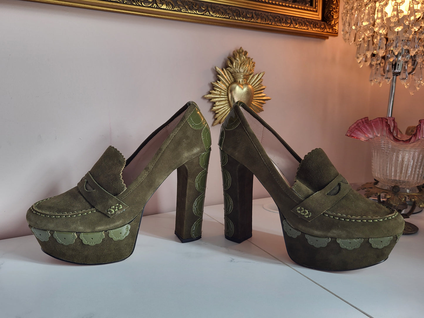 Kurt Geiger Leather and Suede Platform Loafers
