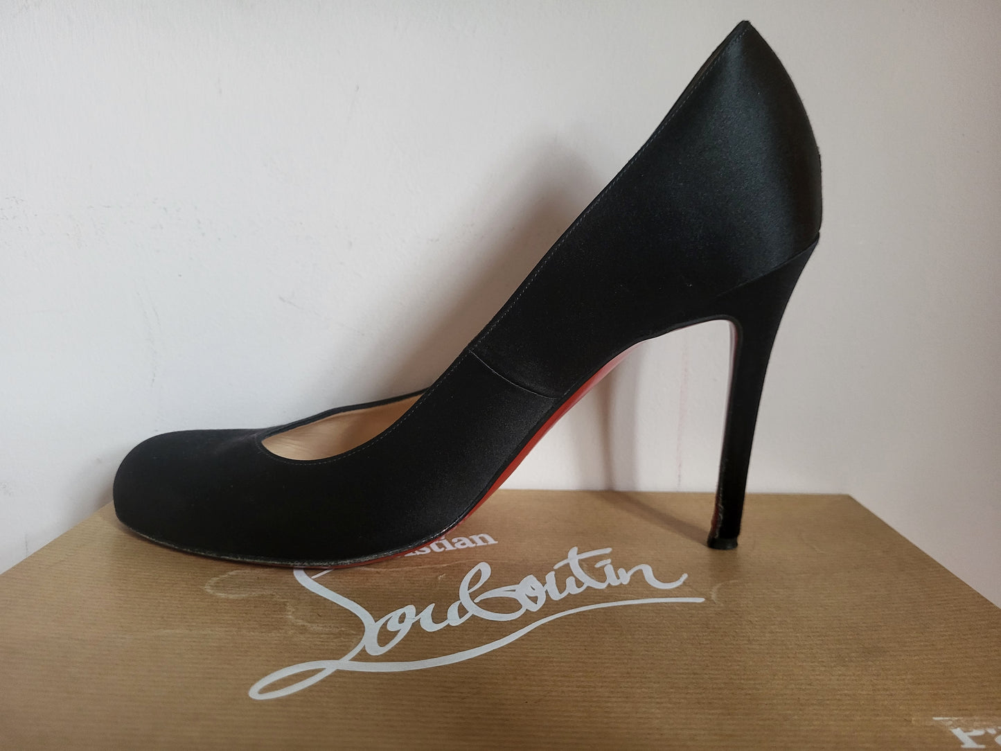 Christian Louboutin Black Satin Court Heels
