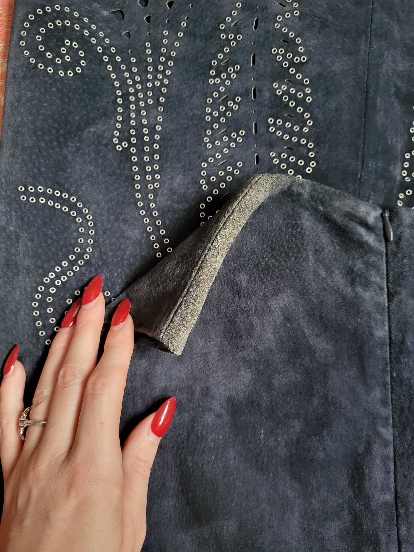 Vintage Midnight Blue Suede Studded Shift Dress