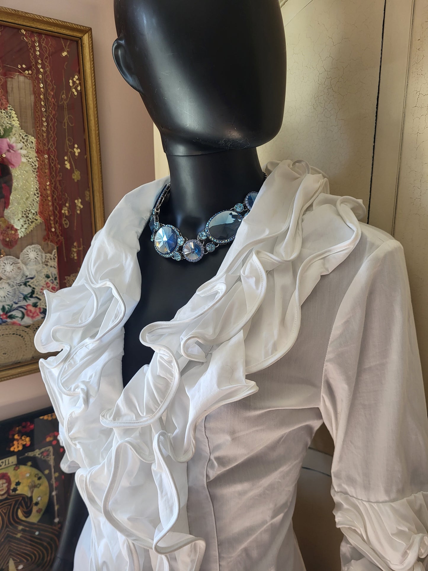 Diego Reiga White Flounced Cotton Blouse