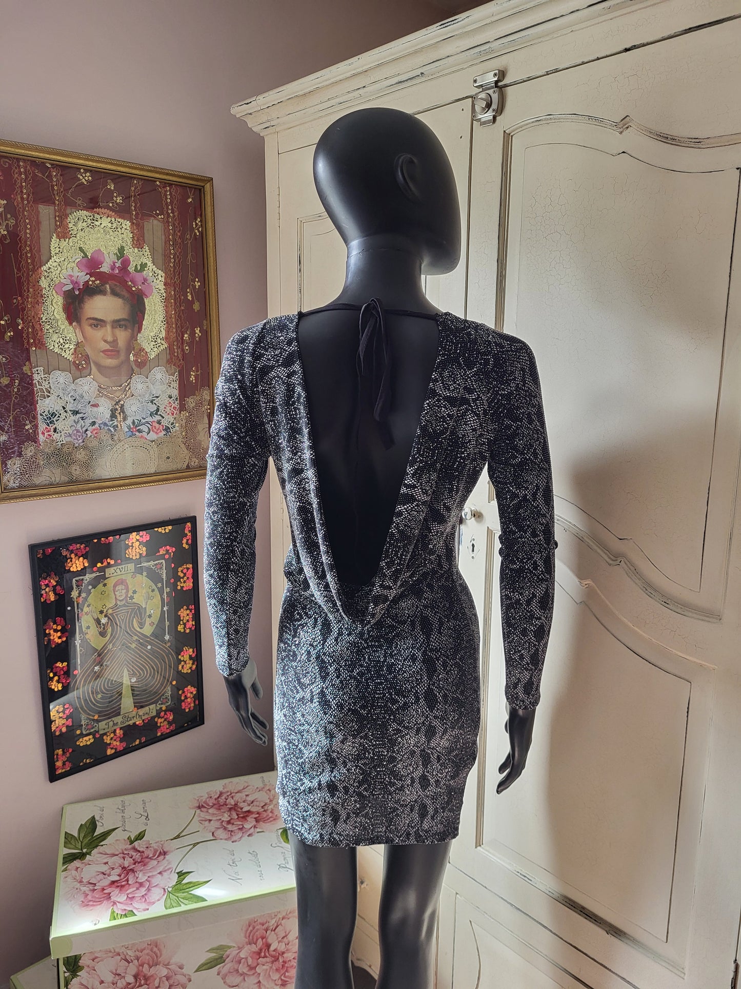 ZUPPE Glitter Snakeskin Bodycon Dress