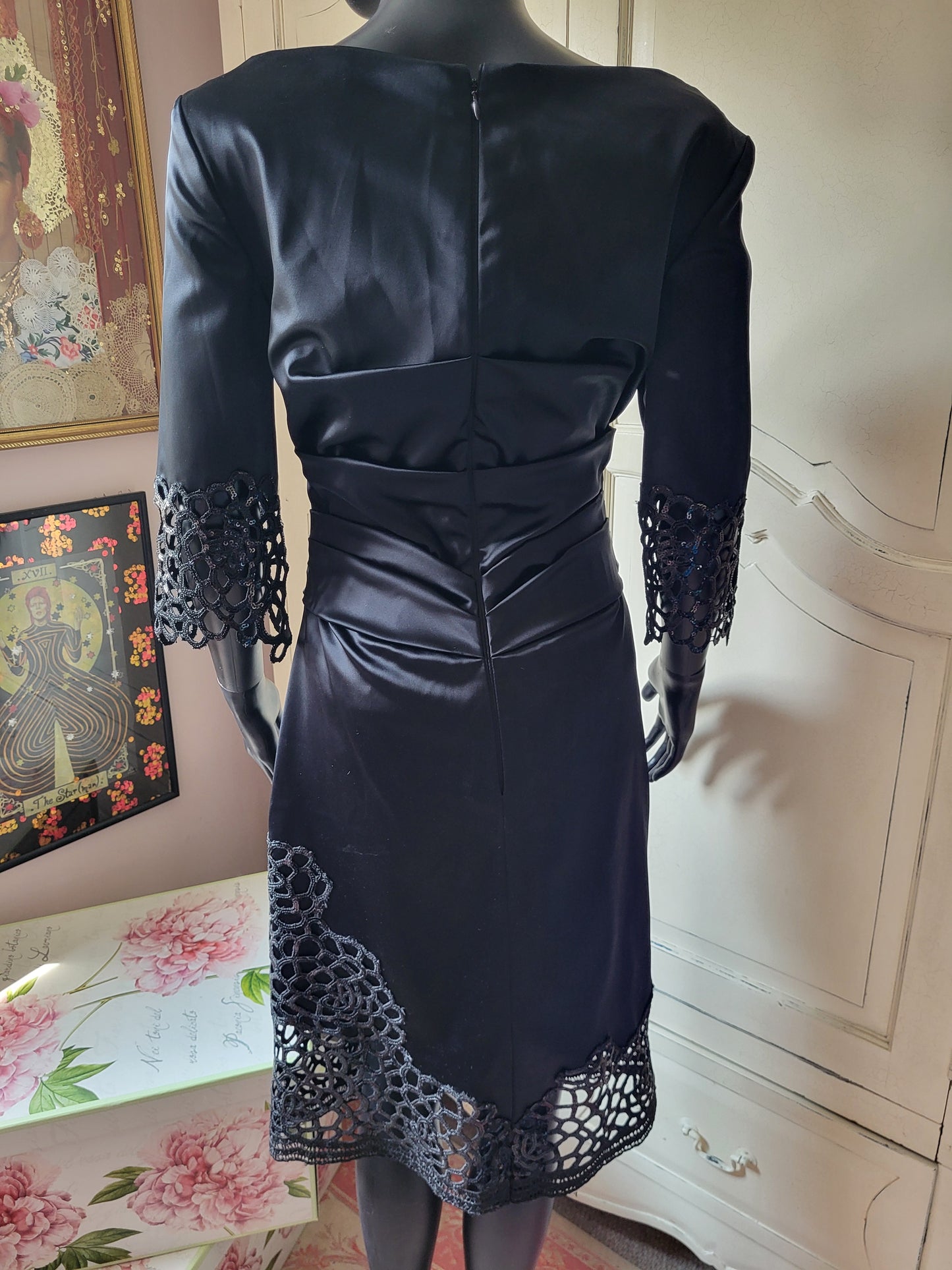 Talbot Runhof Black Embellished Cocktail Dress
