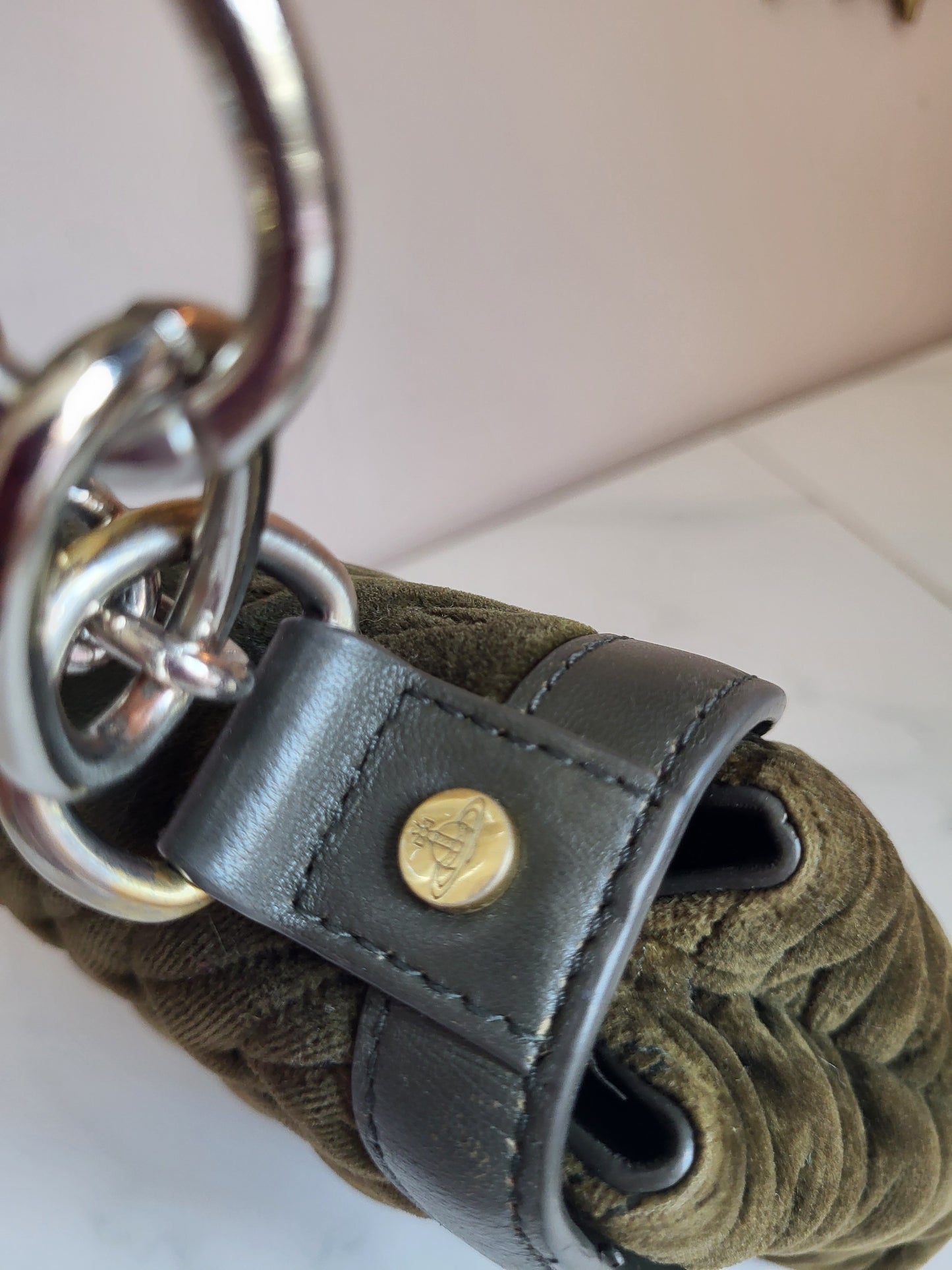 Vintage Vivienne Westwood Olive Velvet Shoulder Bag