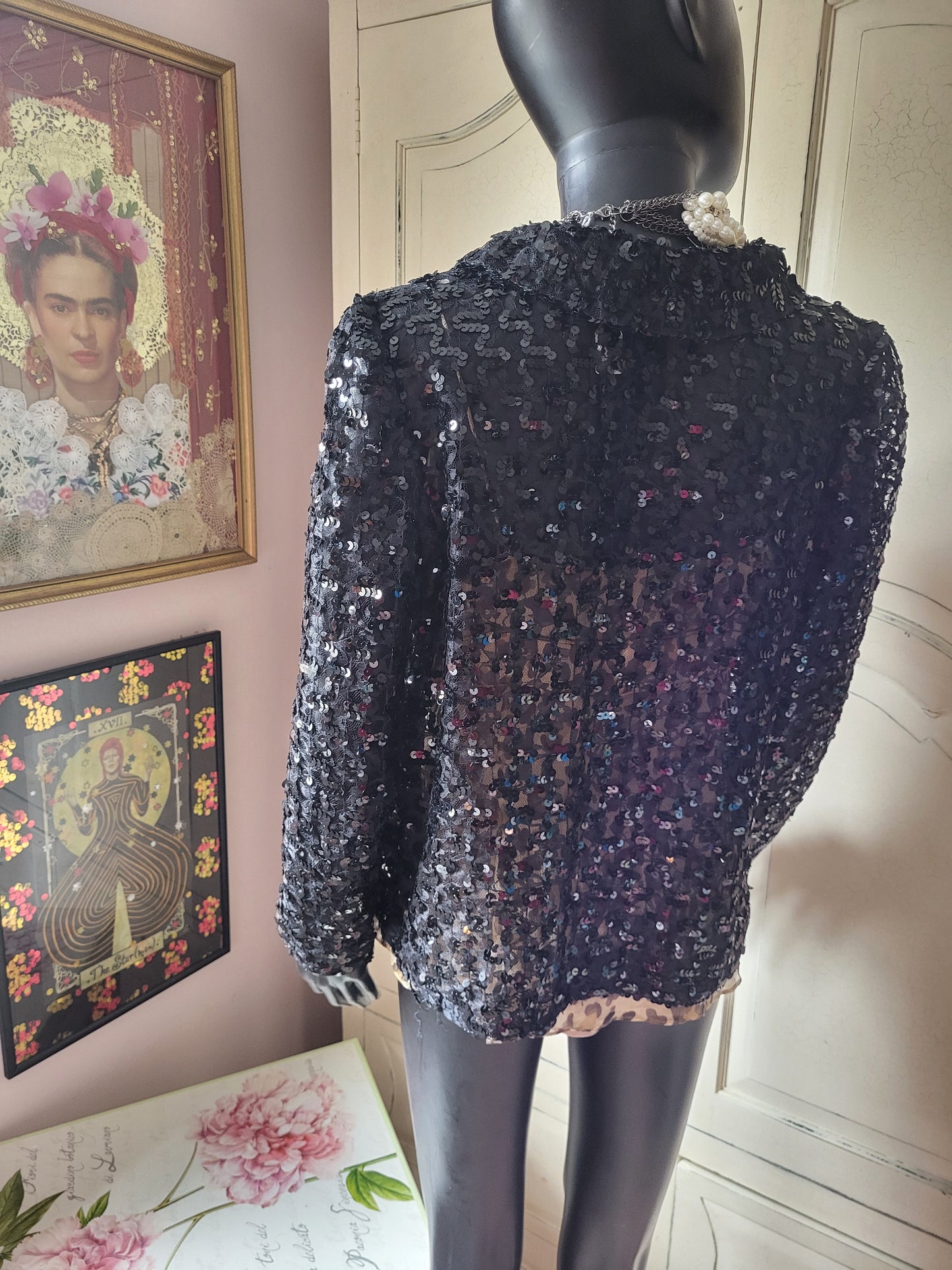 Heléne Sidel Black Vintage Sequin Jacket