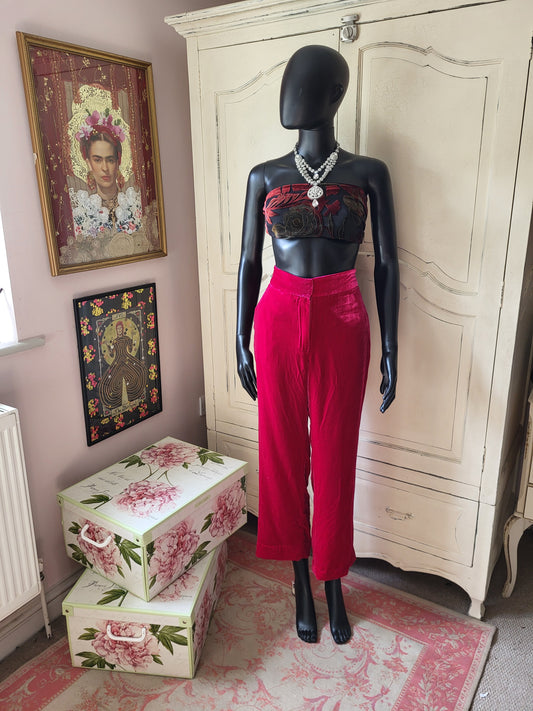 Massimo Dutti Fuchsia Velour Trousers