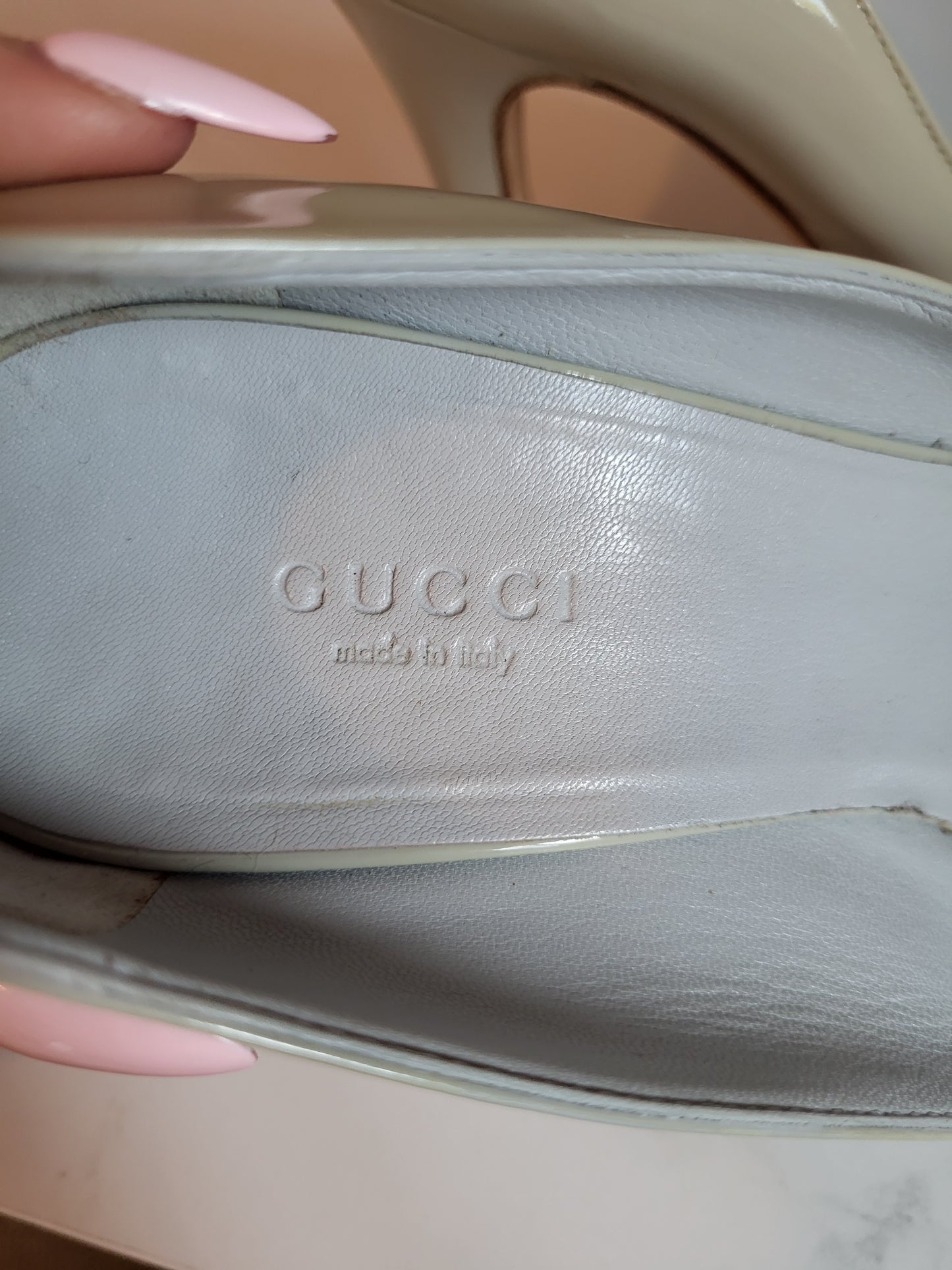 Vintage Gucci Duck Egg Blue Peep Toe Platform Heels