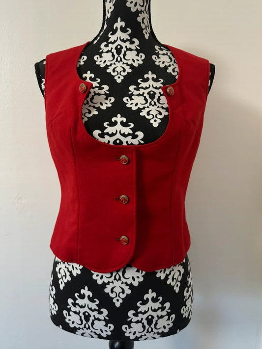 Scarlet Vintage Waistcoat with Brass Buttons