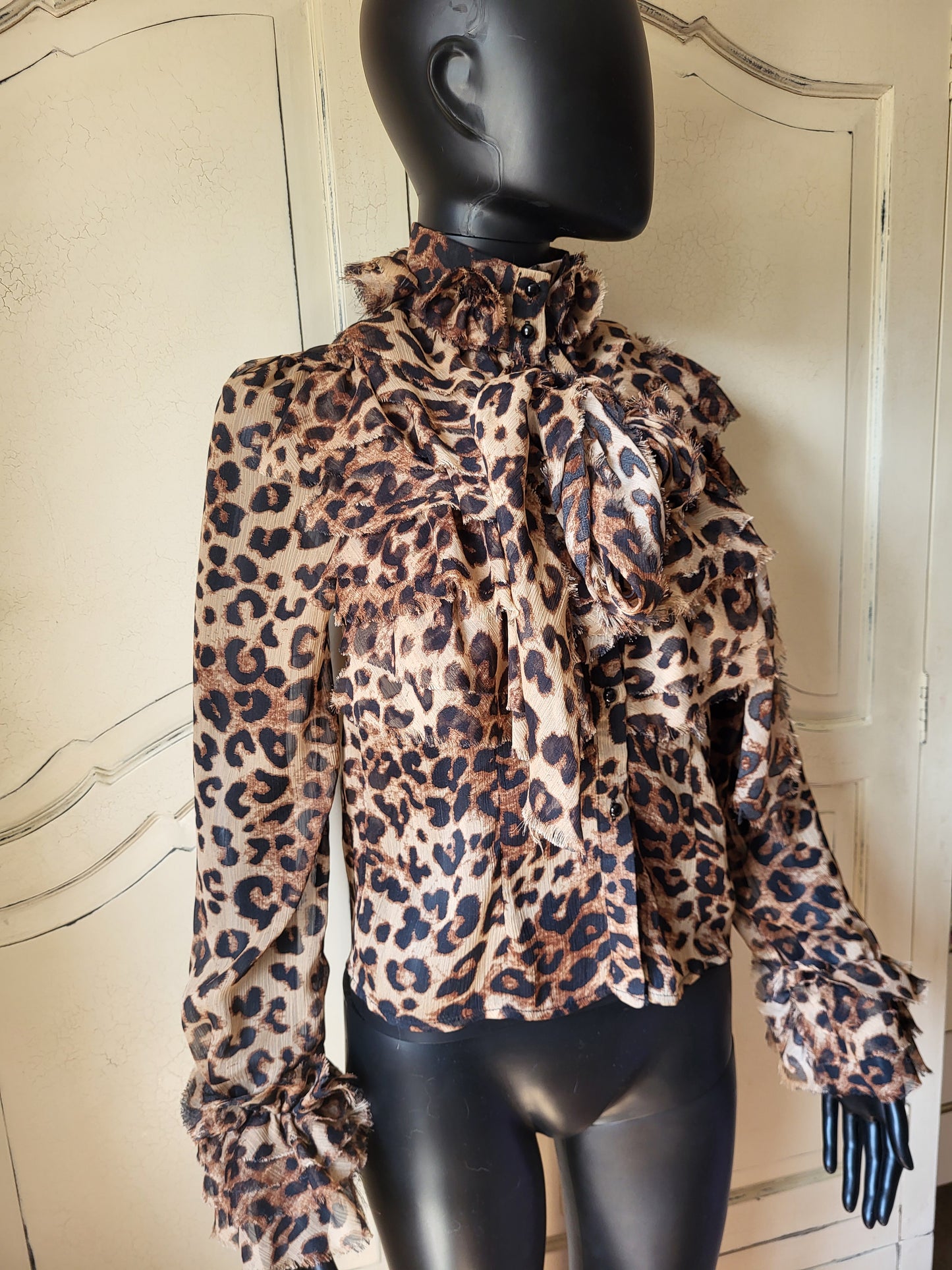 Leopard Print Pussy Bow Blouse