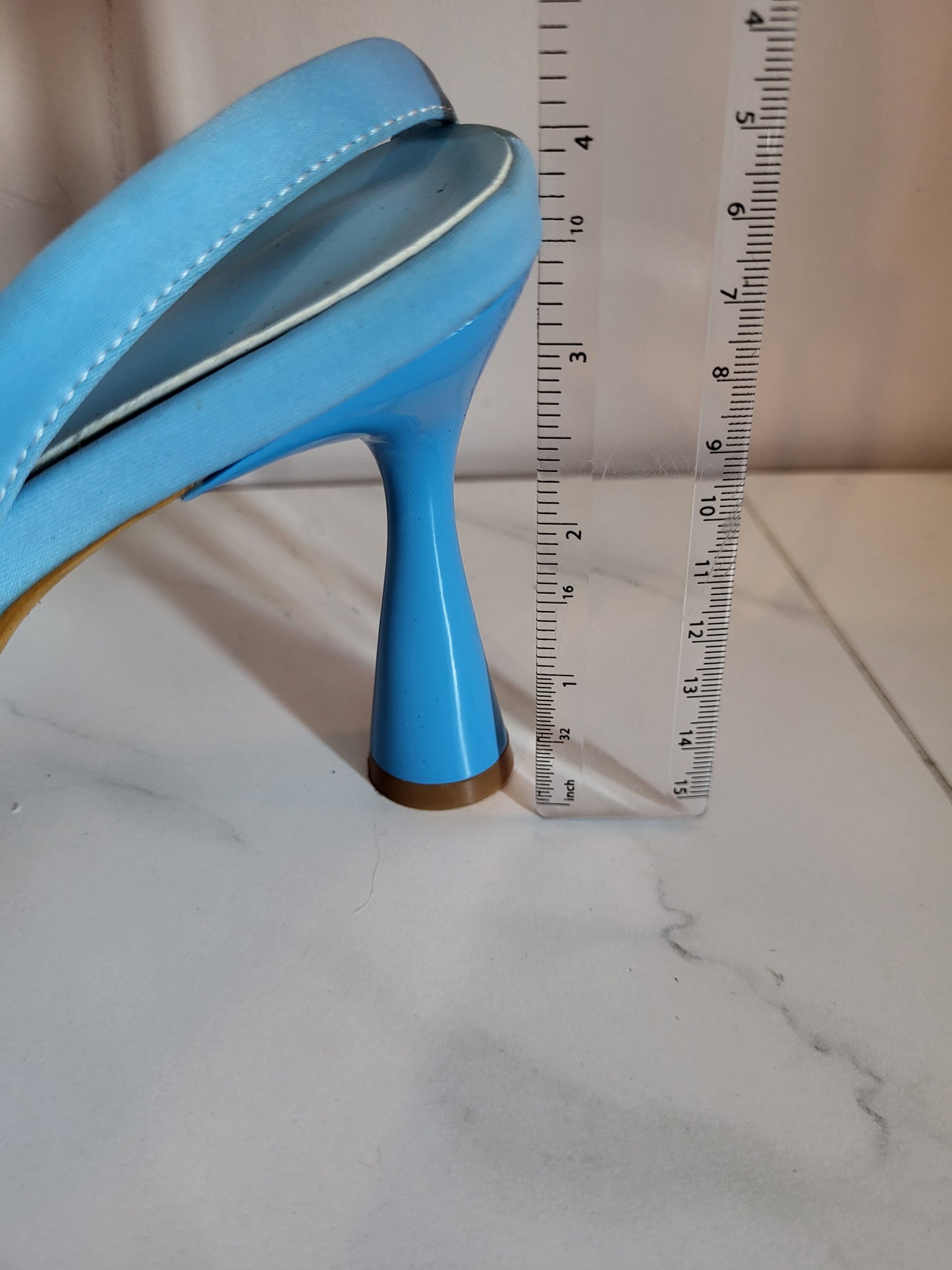 Cornflower Blue Diamante Sling back Heels in the style of Manolo Blahnik